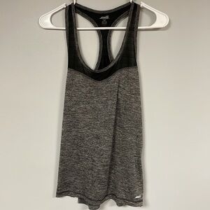 Avia XS racerback gray and black active sports tank top, mesh inserts
